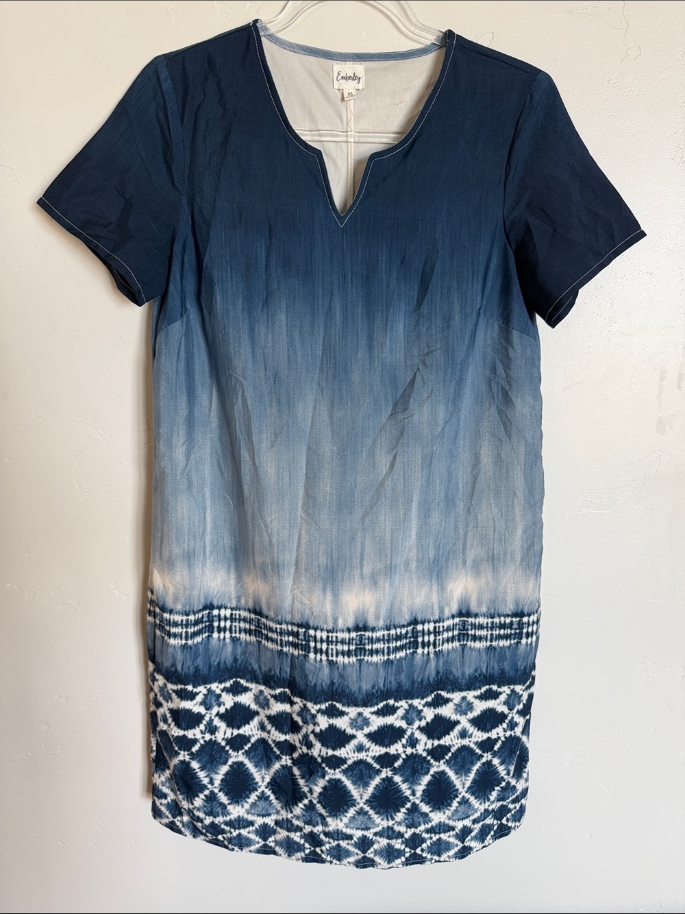 Emberley Indigo Ombre Tie-Dye Midi Dress Coastal Blue Dress